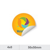 1.000 Adesivos Redondo - 50x50mm Off Set - 80g - 4x0 Meio Corte Padrão Produção 2 dias úteis  
